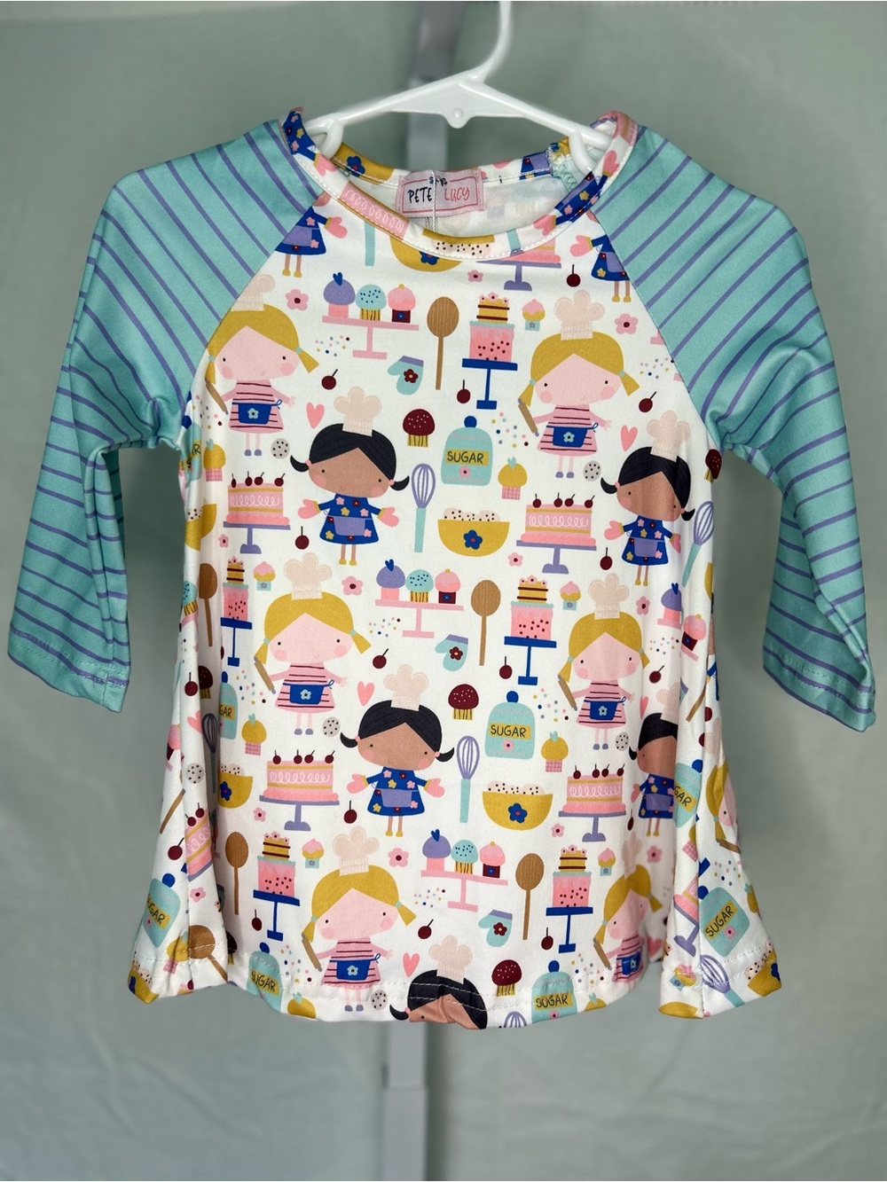 Pete + Lucy Mommy’s Little Helper Baking Dress 0-6M Milk Silk Long Sleeve